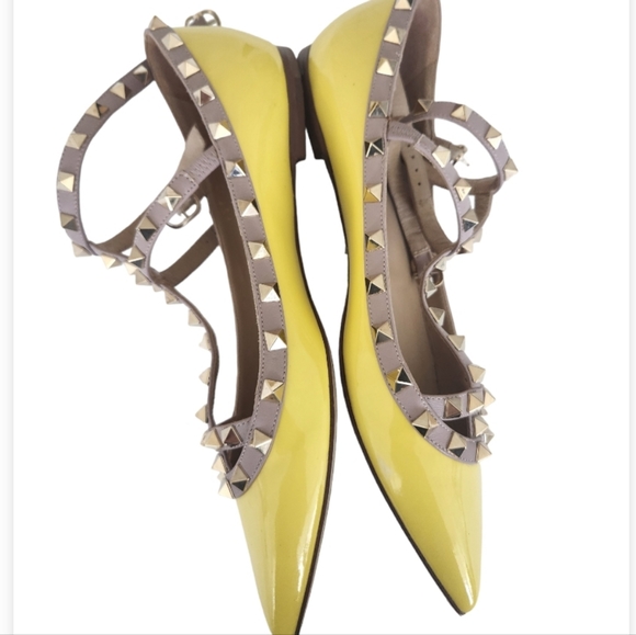 Valentino Rockstud Cage Ballet Flats Yellow 1 - Picture 7 of 15